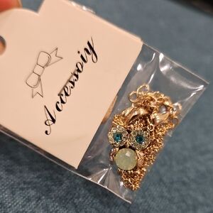 Elegant Gold and Teal Owl Necklace